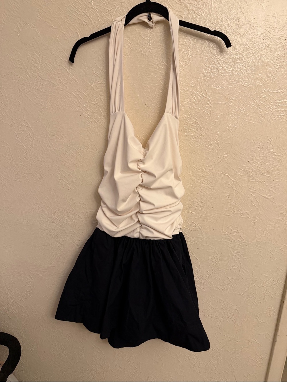 Maeve Cream and Black Halter Dress